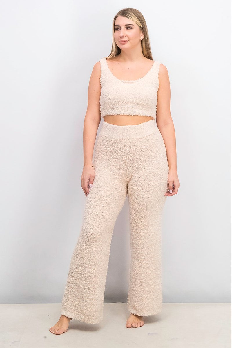 XOXO Women Comfort Knit Lounge Wide,Leg Pajama Pant, Pale Pink - Image 4